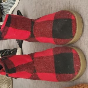 Buffalo Plaid Fuzzy Boots